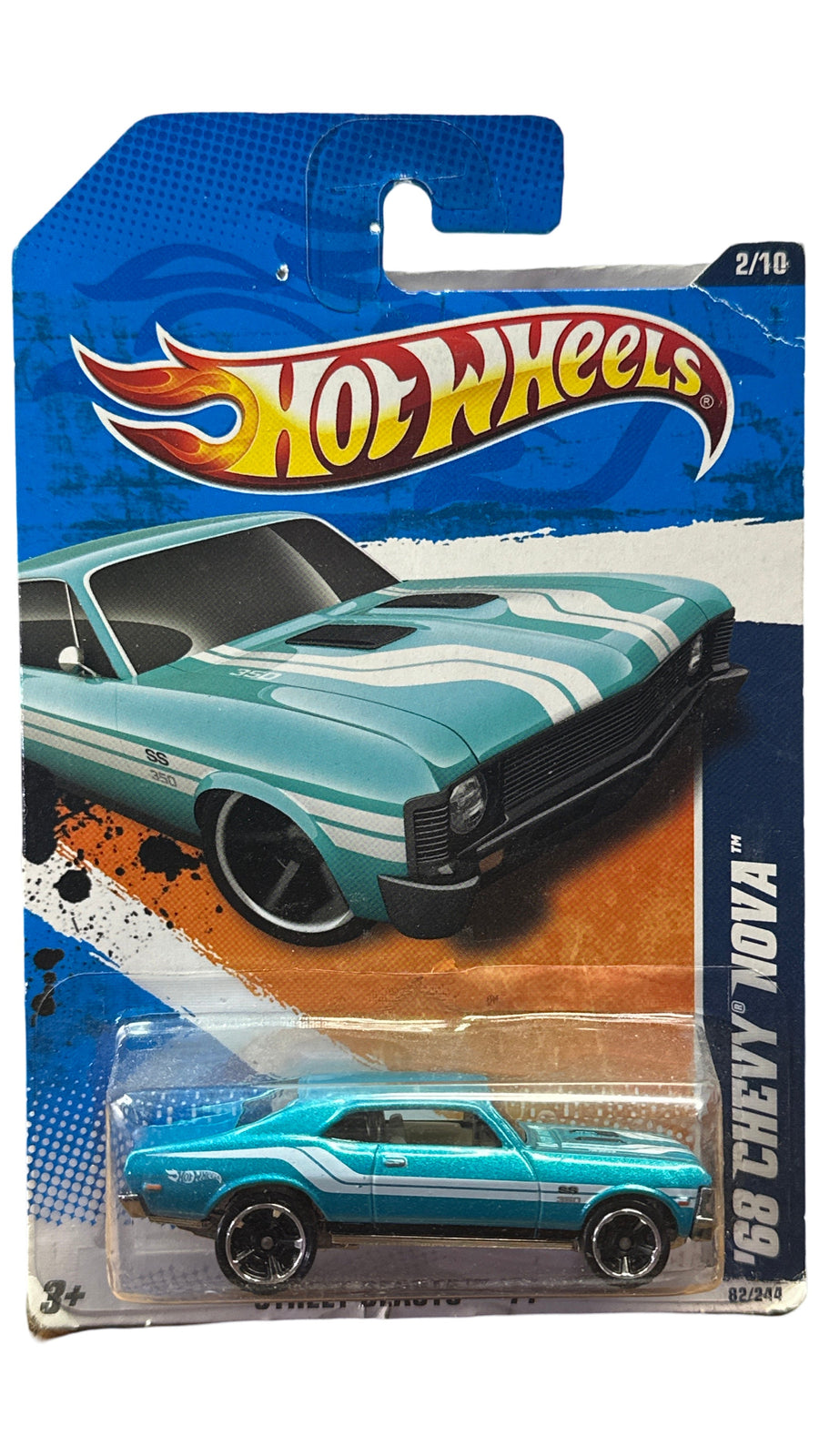 Hot Wheels Street Beasts '11 2/10 Collector 82/244 '68 Chevy Nova Blue 2/10