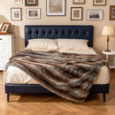 780GSM Soft Plush Fuzzy Luxury Faux Fox Fur Blanket for Sofa-Brown