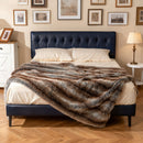 780GSM Soft Plush Fuzzy Luxury Faux Fox Fur Blanket for Sofa-Brown