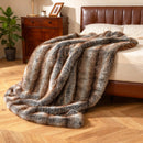 780GSM Soft Plush Fuzzy Luxury Faux Fox Fur Blanket for Sofa-Brown
