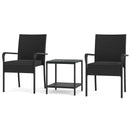 3 Piece Patio Furniture Set with Seat Cushions and Tempered Glass Tabletop