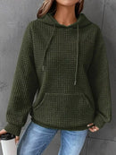 Full Size Textured Kangaroo Pocket Hoodie Plus Size