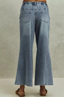 SO ME Mid Rise Elastic Waist Flare Denim Jeans