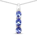 1.11 Carat Genuine Tanzanite and White Diamond .925 Sterling Silver Pendant