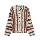 Rainbow Bar Contrast Color Hollow Knitted Cardigan