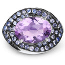 5.95 Carat Genuine Amethyst and Tanzanite .925 Sterling Silver Ring