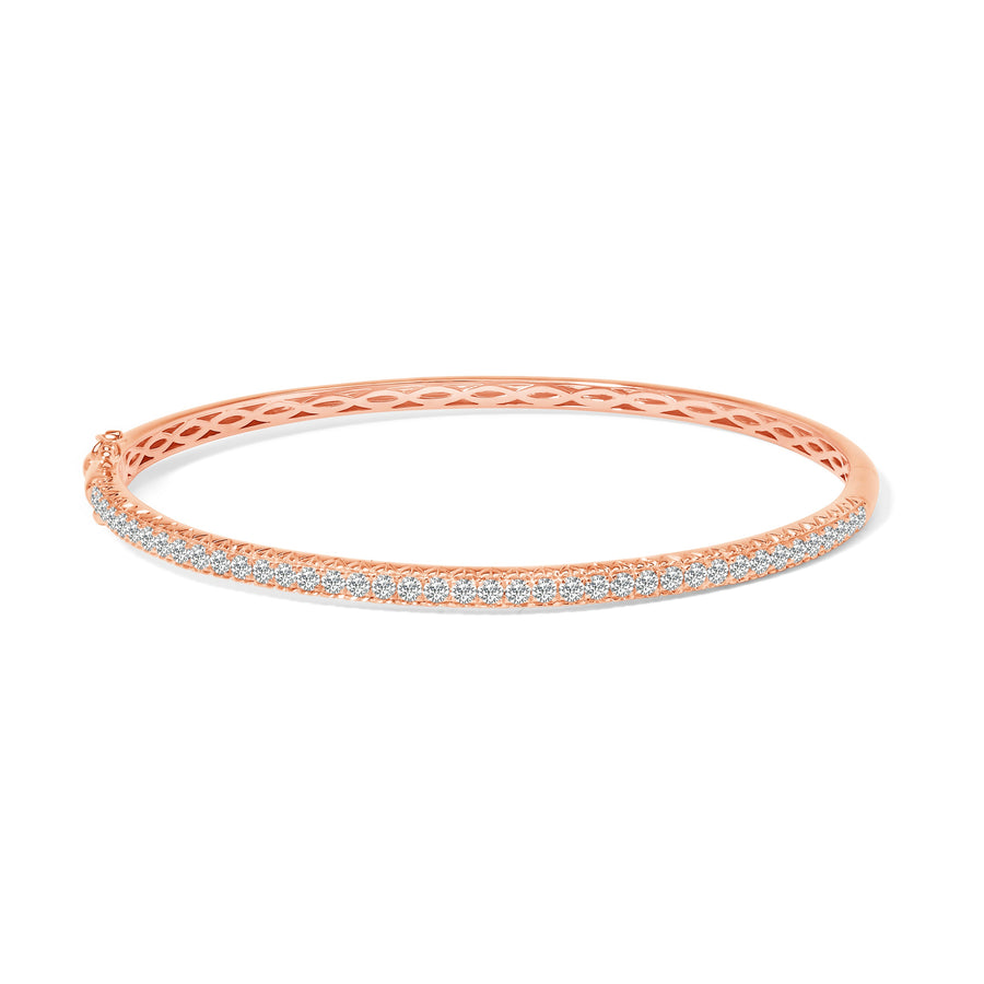 14K Rose Gold 1.00 Cttw Half Eternity Diamond Bangle Bracelet (G-H Color, SI2-I1 Clarity) - 7