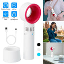 Portable Handheld Bladeless Fan Rechargeable Cooling USB Fan Desktop Use Fan w/ 3 Gears LED Indicator Cooling Fan