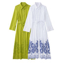 Spring New Women's Embroidered Belt Shirt Dress