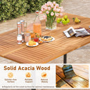 7 Pieces Outdoor Dining Set Acacia Wood Table with Umbrella Hole and Cushions