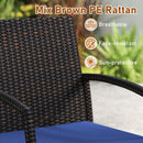 7 Pieces Outdoor Dining Set Acacia Wood Table with Umbrella Hole and Cushions