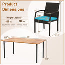 7 Pieces Outdoor Dining Set Acacia Wood Table with Umbrella Hole and Cushions