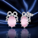 925 Sterling Silver White Gold Plated Earrings with Transparent Glass, 1.6x1.2cm for Women