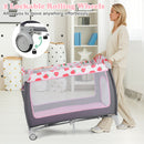 3-in-1 Portable Baby Playard with Zippered Door and Toy Bar-Red