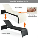Patio Rattan Lounge Chair Back Adjustable Chaise Recliner with Cushioned