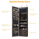 5 LEDs Lockable Mirror Jewelry Cabinet Armoire with 6 Drawers-Brown