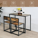 3 Pcs Dining Set Compact Table and 2 Chair with Metal Frame for for Small Space