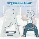 2-in-1 Kids Easel Desk Chair Set Book Rack Adjustable Art Painting Board-Blue