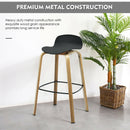 Set of 2 Modern Barstools Pub Chairs with Low Back and Metal Legs