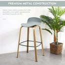 Set of 2 Modern Barstools Pub Chairs with Low Back and Metal Legs