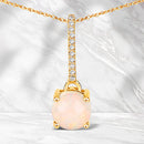 0.53 Carat Genuine Ethiopian Opal and White Diamond 10K Yellow Gold Pendant