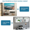 48.5 Inch 2 Tier Modern Wall Mounted Hanging Floating Shelf