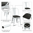 4 Pieces Tolix Style Metal Dining Side Chair Stackable Wood Seat