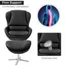 360¬∞ Swivel Leather Lounge Chair with Ottoman and Aluminum Alloy Base