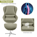 360¬∞ Swivel Leather Lounge Chair with Ottoman and Aluminum Alloy Base