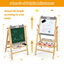 Kids Art Easel with Paper Roll Double Sided Chalkboard and Whiteboard-Gray