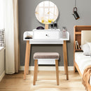 Wooden Makeup Dressing Mirror Table Set with Drawer