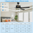52 Inch Ceiling Fan with Light Reversible Blade and Adjustable Speed