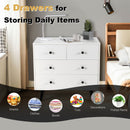 4 Drawers Dresser Chest of Drawers Free Standing Sideboard Cabinet-White