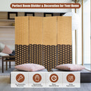 4 Panel Portable Folding Hand-Woven Wall Divider Suitable for Home Office-Brown
