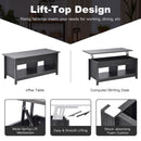 Lift Top Coffee Table with Hidden Storage Compartment and Lower Shelf for Study Room