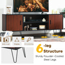 Retro Modern TV Stand with 6 Metal Legs for TVs up to 65 Inch with 2 Cable Holes
