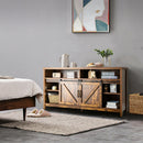 59 Inch Sliding Barn Door TV Stand with Adjustable Shelves for TVs up to 65 Inch