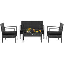 4 Pieces Patio Rattan Furniture Set with Cushion