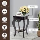 2-Tier End Table with Drawer and Shelf for Living Room Bedroom