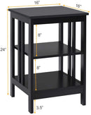2 Pieces 3-Tier Nightstand with Reinforced Bars and Stable Structure