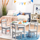 Kids 5 Pieces Table and Chair Set Wooden Children Activity Playroom Furniture Gift-White