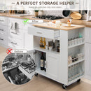 Rolling Kitchen Trolley with 3 Spice Racks Drawer and Open Shelf