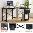 Modern Reversible Computer Desk with Storage Pocket and CPU Stand for Working Writing Gaming-Dark Gray