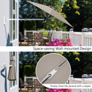 8ft Wall-Mounted Telescopic Folding Tilt Sun Shade Umbrella