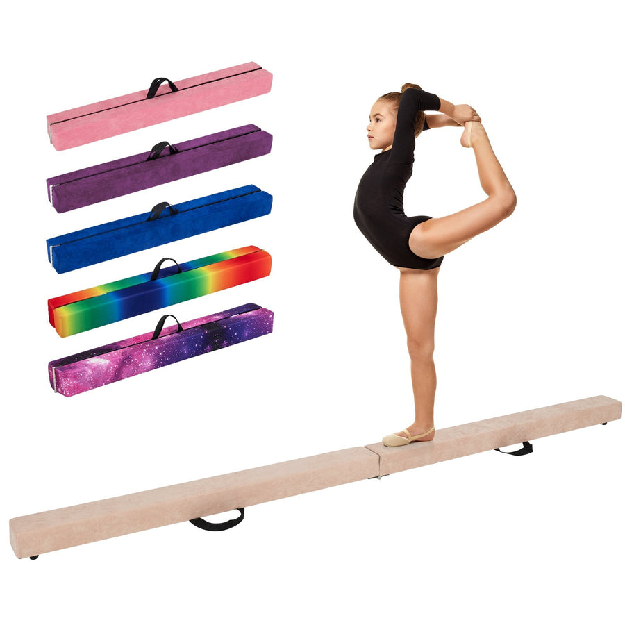9 FT Folding Gymnastics Balance Beam with Anti-slip Base and Pine Wood Frame