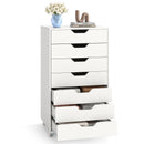 7-Drawer Chest Wooden Storage Dresser with Lockable Wheels