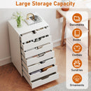 7-Drawer Chest Wooden Storage Dresser with Lockable Wheels