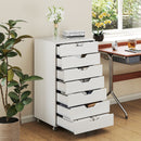 7-Drawer Chest Wooden Storage Dresser with Lockable Wheels