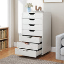 7-Drawer Chest Wooden Storage Dresser with Lockable Wheels