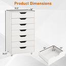 7-Drawer Chest Wooden Storage Dresser with Lockable Wheels